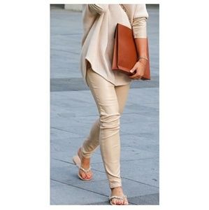 Express Slacks cream faux leather